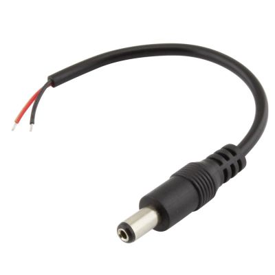Napjec kabel s konektorem DC 5,5 x 2,1mm, 1x vidlice, 15cm ern