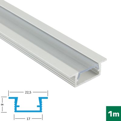 AL profil FKU02 pro LED, s plexi, 1m, elox