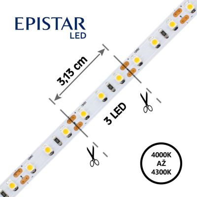 LED psek 96LED/m, 3528, IP65, 4000 - 4300 K, bl, 12V, metr