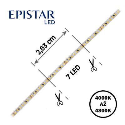 LED psek 266LED/m, 2216, IP20, 4000 - 4300 K, bl, 24V, e 4mm, 5m