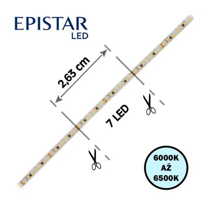 LED psek 266LED/m, 2216, IP20, 6000 - 6500 K, bl, 24V, e 4mm, 5m