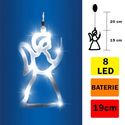 LED dekorace do okna - Andl, 19cm, tepl bl