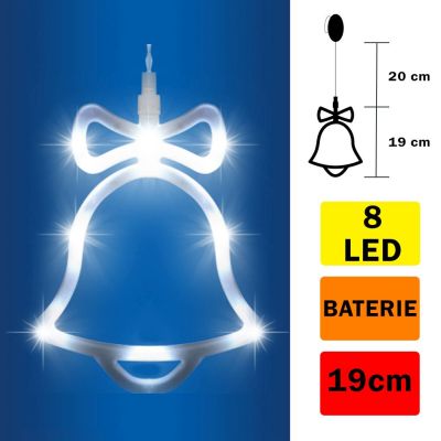 LED dekorace do okna - Zvoneek, 19cm, tepl bl