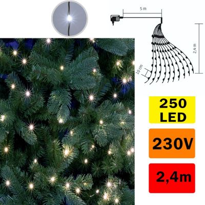 LED svteln svazek, 10x 2,4m, 250microLED, studen bl, 10 pramen, nastaviteln svtivost, asova, venkovn