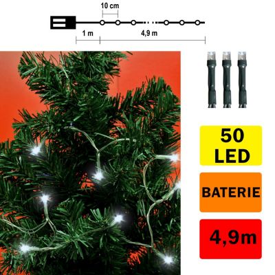 LED svteln etz bateriov 4,9m, 50LED, studen bl, out. 8 program, asova