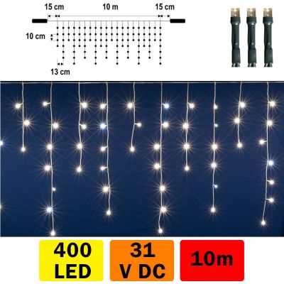 LED svteln zvs 10m, 400LED, tepl/studen bl, spojovateln DL syst., out.