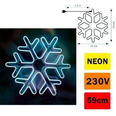 LED NEON dekorace - Vloka, 59cm, ledov modr
