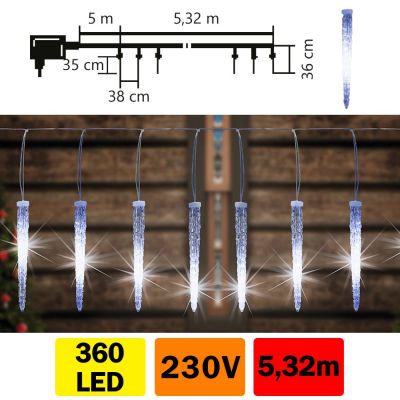 LED rampouchy 5,32 m, 15ks x 36 cm, imitace tn ledu, venkovn