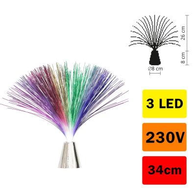 LED svtidlo s optickmi vlkny, 34 cm, barevn LED diody, RGB