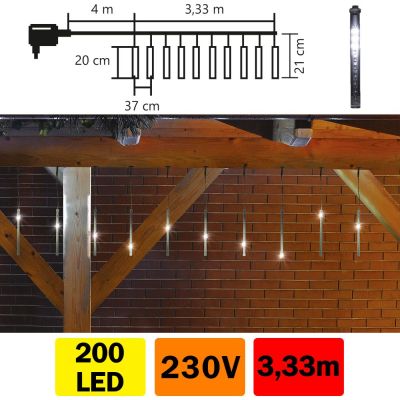 LED rampouchy 3,33 m, 10ks x 20 cm, imitace tn ledu, venkovn