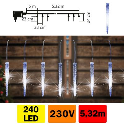 LED rampouchy 5,32 m, 15ks x 23 cm, imitace tn ledu, venkovn