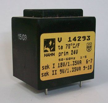 Transformtor HAHN speciln 24V/9V-1,35VA;18V-1,35VA
